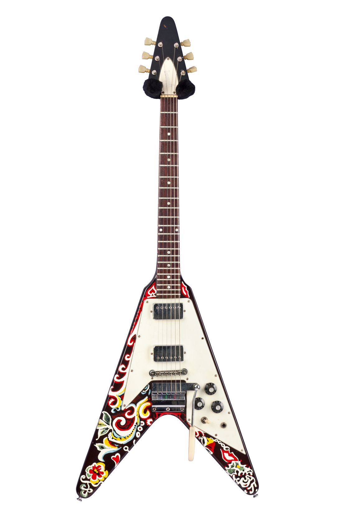 Jimi Hendrix's "Love Drops" Gibson Flying V electric guitar (which he painted), and may have been used on the album "Electric Ladyland"